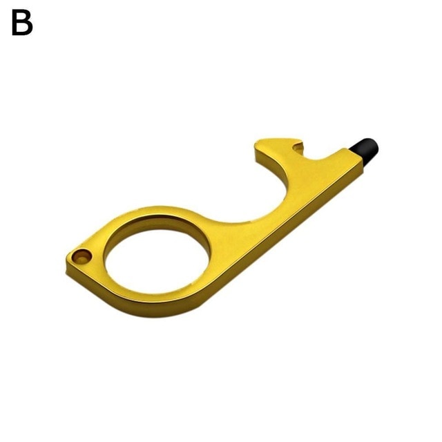 Easy Use No Touch Door Opener Hook Key Shape Portable Hygiene Hand Clean Brass For Elevator Button Closer Tool Multipurpose